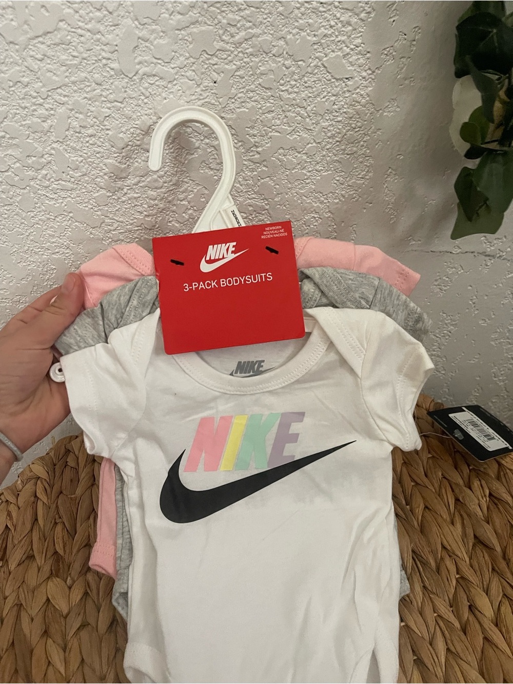 Nike Kids 3-Pack Bodysuits in White, Pink, Gray - Picture 2 of 3